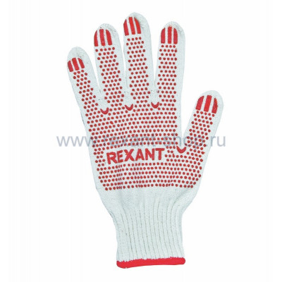 Перчатки хб с покрытием ПВХ 5 нитей, 48-50 гр. REXANT (1/10/200)