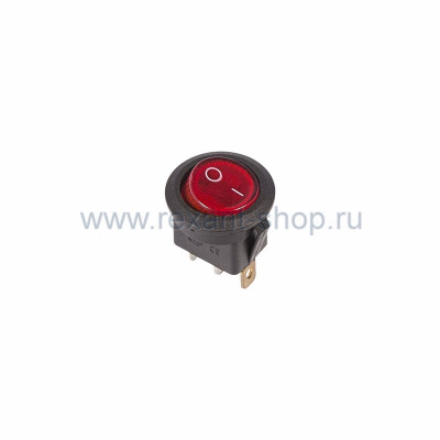 Выключатель клавишный круглый 250V 6А (3с) ON-OFF красный с подсветкой Rexant (10/10/3000)