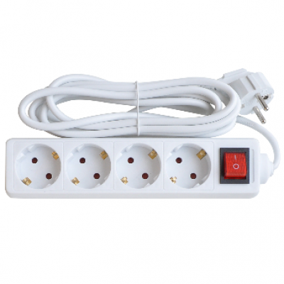 (W) Smart Удлинитель 4х 3м с заземлением и кнопкой 10А InHome 8443
