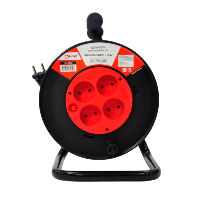 (W) Удлинитель на катушке RN4-0620-SMART с т/з 4-х местн без зк 6А 20м 8742 IN HOME