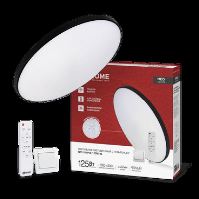 Светильник сд NEO SIMPLE-125RC-BL 125Вт 230В 3000-6500K 10000Лм 460x67мм с пультом ДУ черн IN HOME